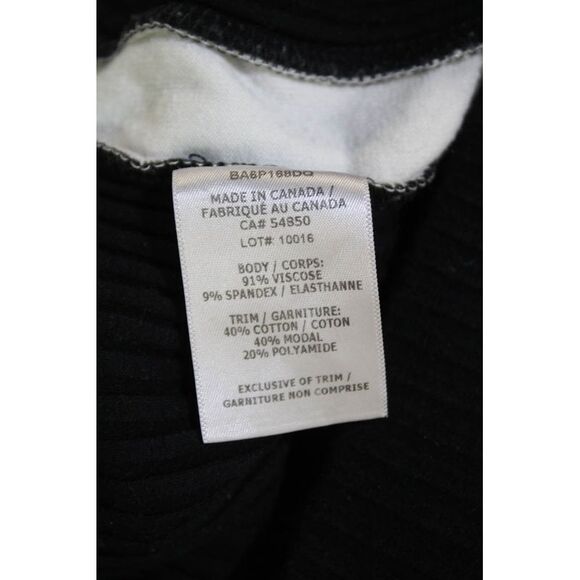 Cale Womens Cotton Ribbed Knit Stripe Hood Casual Top Pants Set Black Size L - Picture 8 of 10